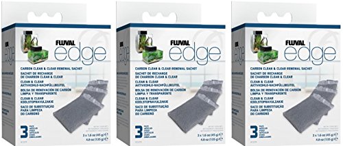 (3 Pack) Fluval Edge Carbon Clean And Clear Renewal Sachets (3 Sachets Per Pack  9 Total)