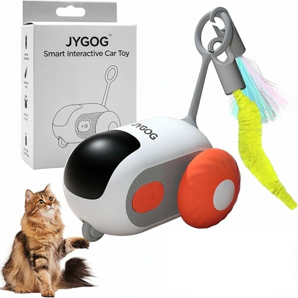 Jygog 1Pc Interactive Automatic Remote Control Cat Mice Car Toy And Electric Moving Speedy Cat Ball Toy With Feather Tail, Suita