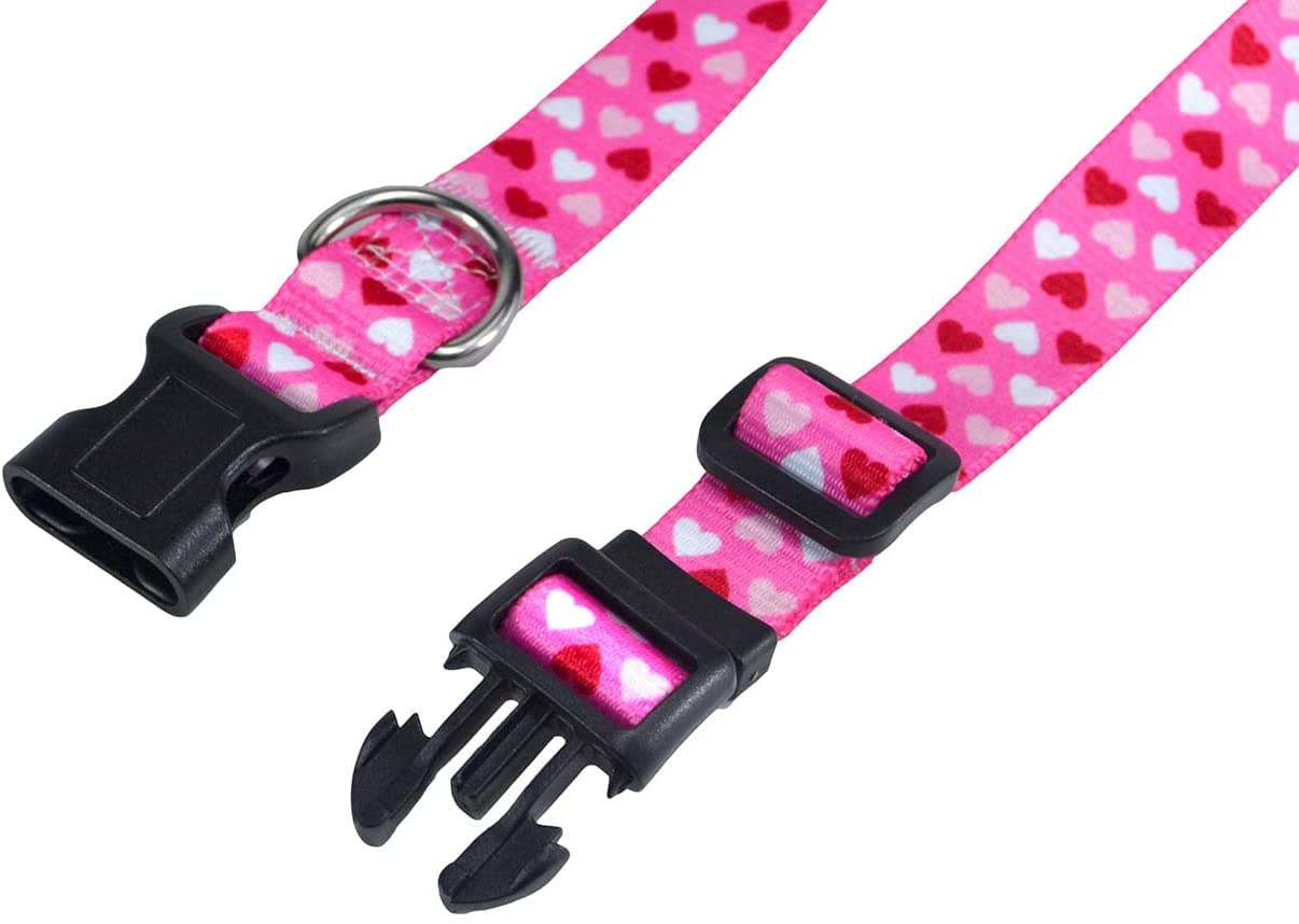 Mihqy Dog Collar - Adjustable Heart Dog Collar - Love Theme - Perfect For Small Medium Large Dogs(Pink Heart,S)