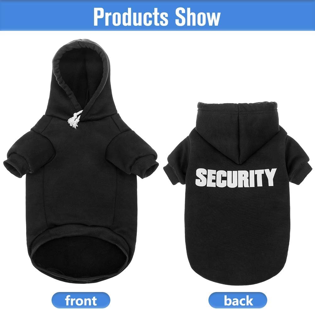 Scenereal Security Dog Hoodie Sweaters - Brushed Fleece Dog Clothes With Hat, Warm Winter Coat For All Weather, Xl