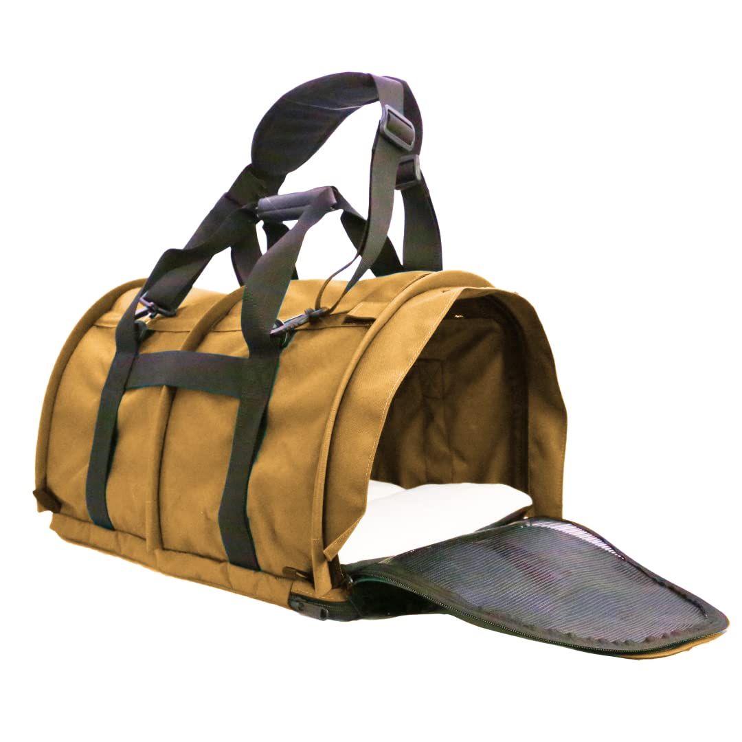 SturdiBag XL Pet Travel Carrier: Flexible Height for Cat and Dog Soft Sided with Safety Clips and Seatbelt Straps | Earthy TAN, 
