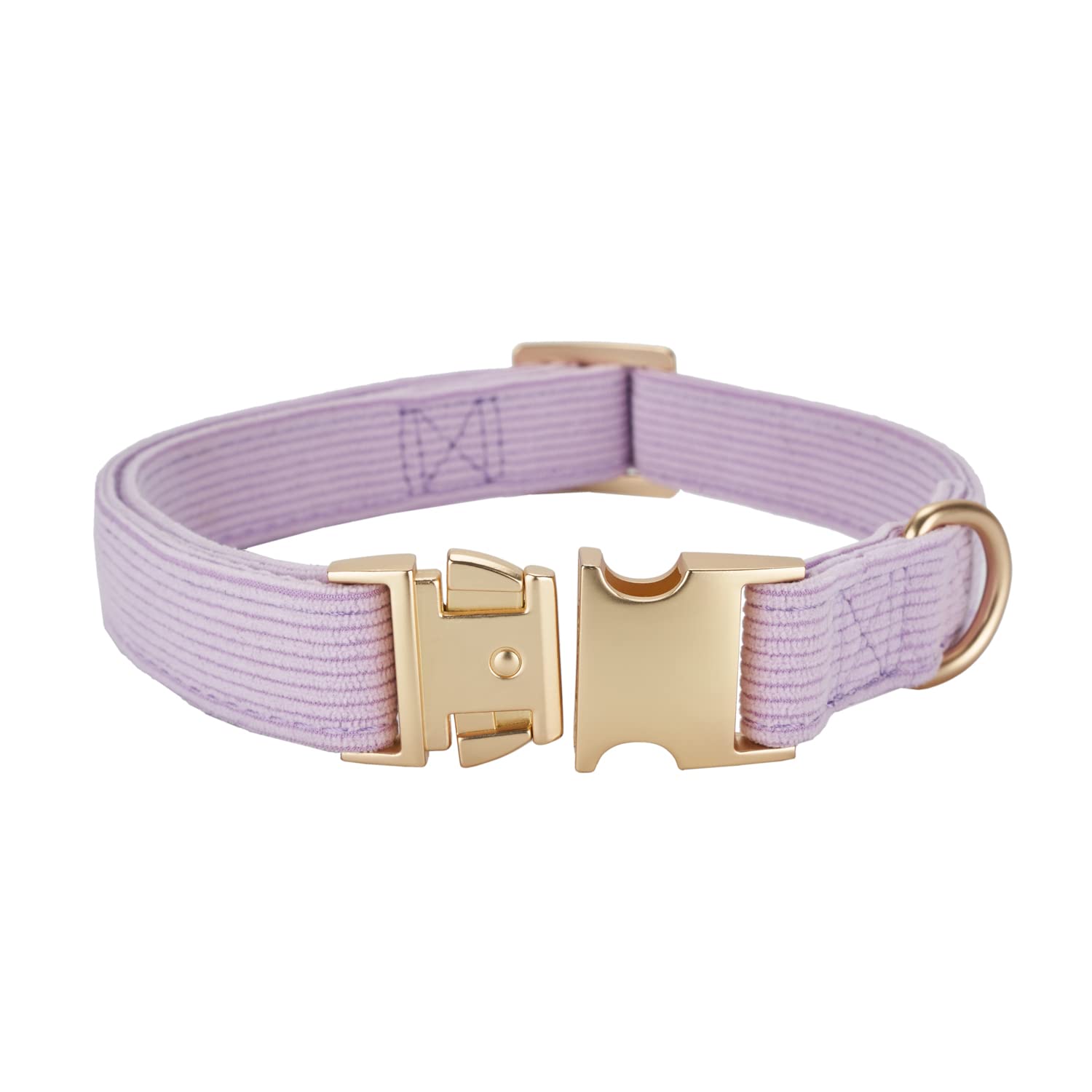 YUDOTE Soft Cotton Dog Collar with Metal Buckle Adjustable Heavy Duty Comfy Corduroy Collars for Small Medium Large Dogs,Lilac,S