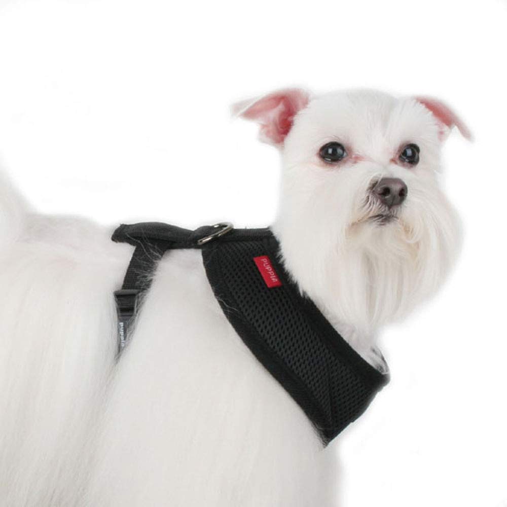Puppia Soft Dog Harness No Choke Over-The-Head Triple Layered Breathable Mesh Adjustable Chest Belt And Quick-Release Buckle, Bl
