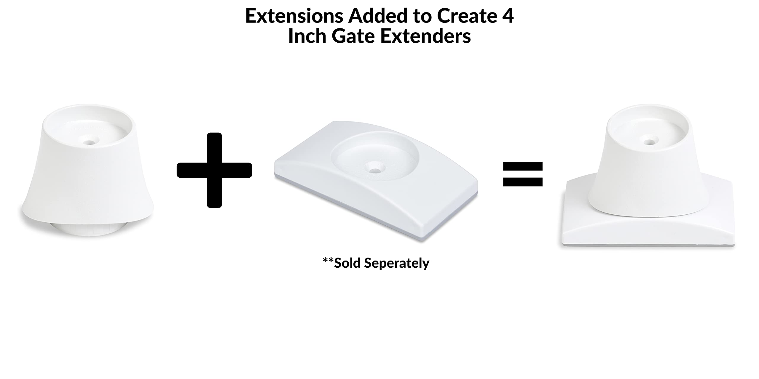 Wall Nanny Baby Gate 4 Inch Extension Accessories - 4 Pack, White, Model 2"Cone, Made in USA