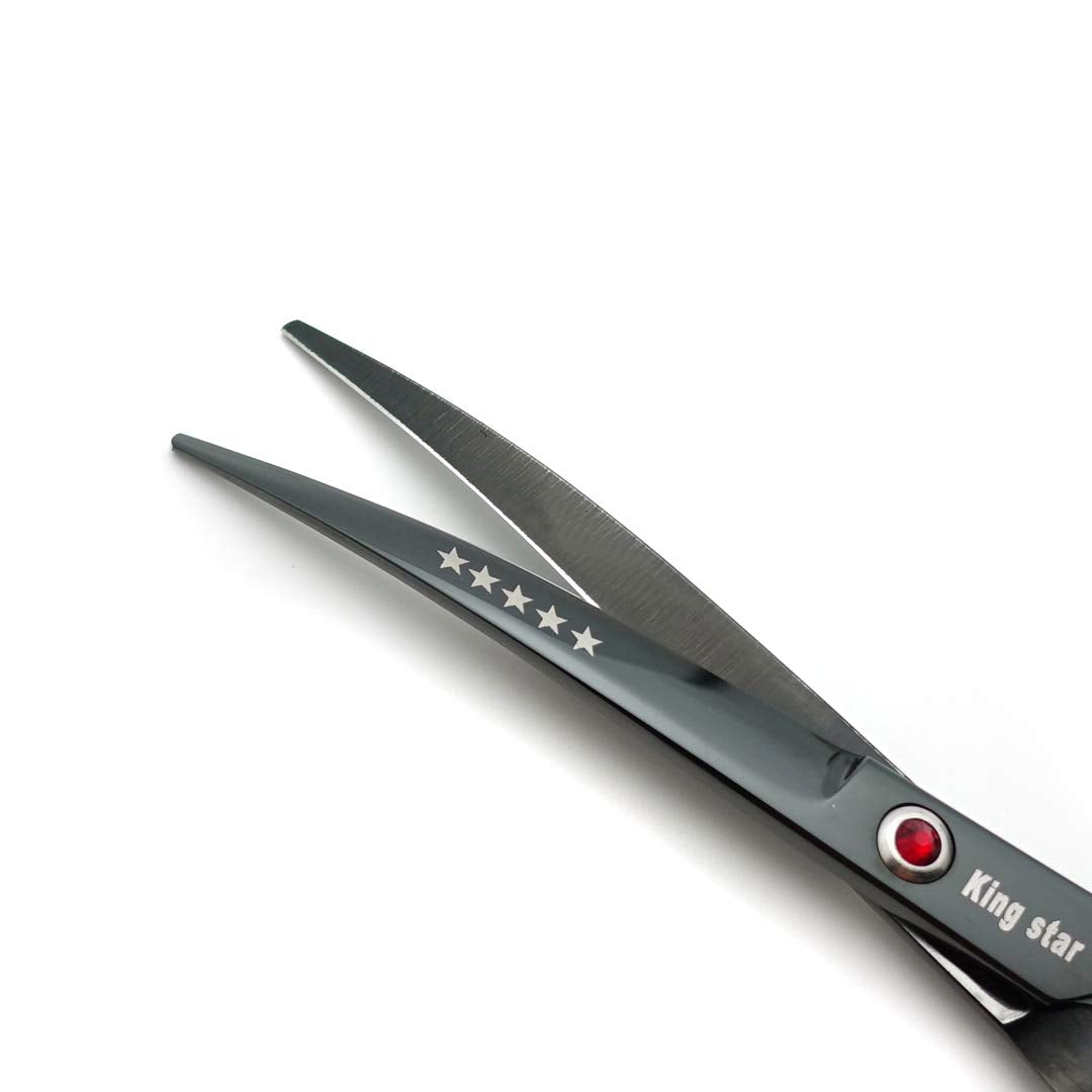 Kingstar 4pcs Pet Grooming Scissors Set - Titanium Black, Stainless Steel, Straight & Thinning & Curved, Model AM-A250