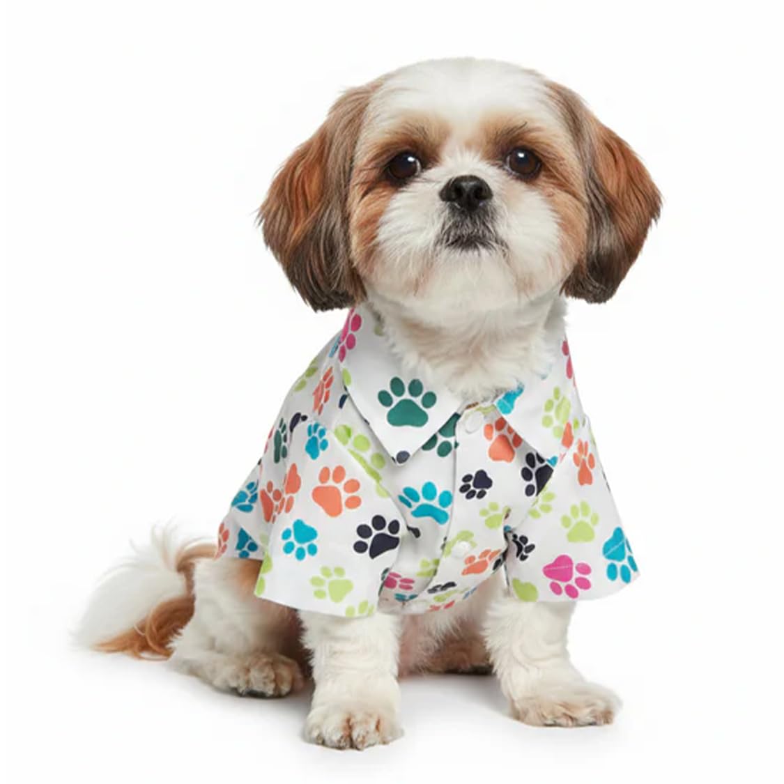 Pets Empire Colourful Holi Shirt Hand Shape Printed Half Sleeves Dog T-Shirt/Apparel/Clothes/Tees Gift For Dogs. (Size 14, Multi