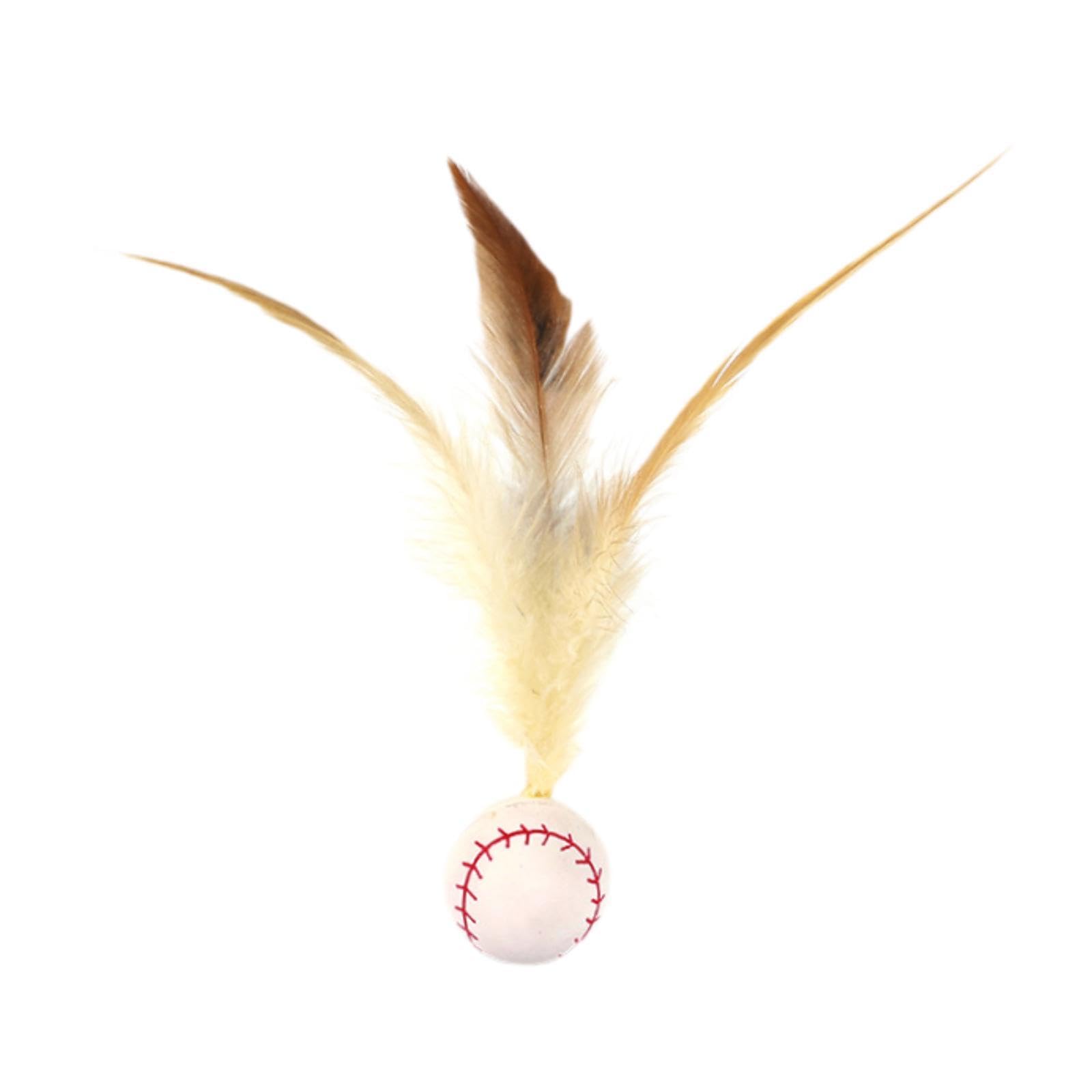 Myaddiction Cats Bouncy Ball With Feather Teaser Bite Resistant Bouncy Tail Toy For Dog Baseball