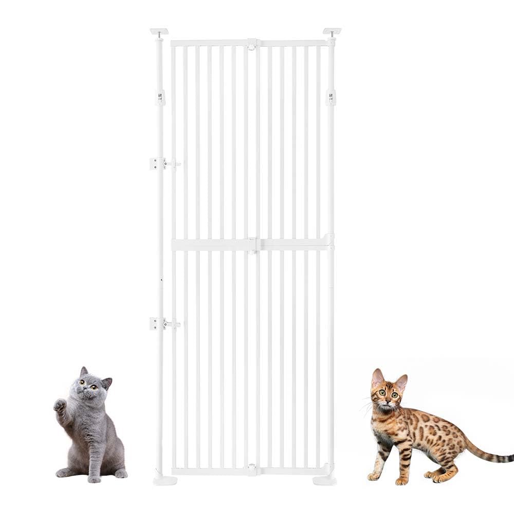 unipaws 75 High Extra Tall Cat Gate, Auto Closing and No Drilling Safety Gate for Doorway Hallway Stairs, Cat Dog Proof, Fit for