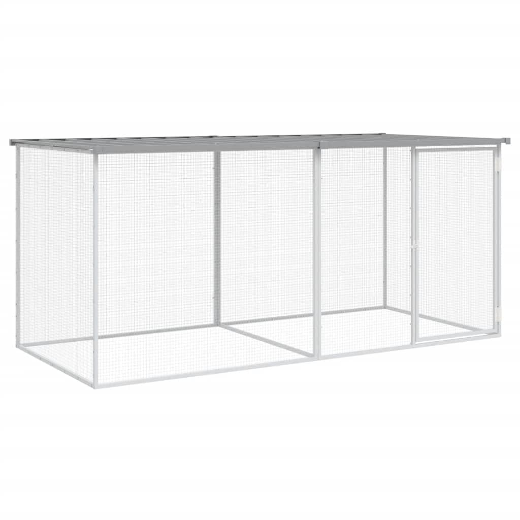 vidaXL Large Chicken Cage with Roof Light Grey Galvanized Steel for Outdoor Use 79.9X38.6X35.4 in Coop Pen Hutch Metal Home Rabb