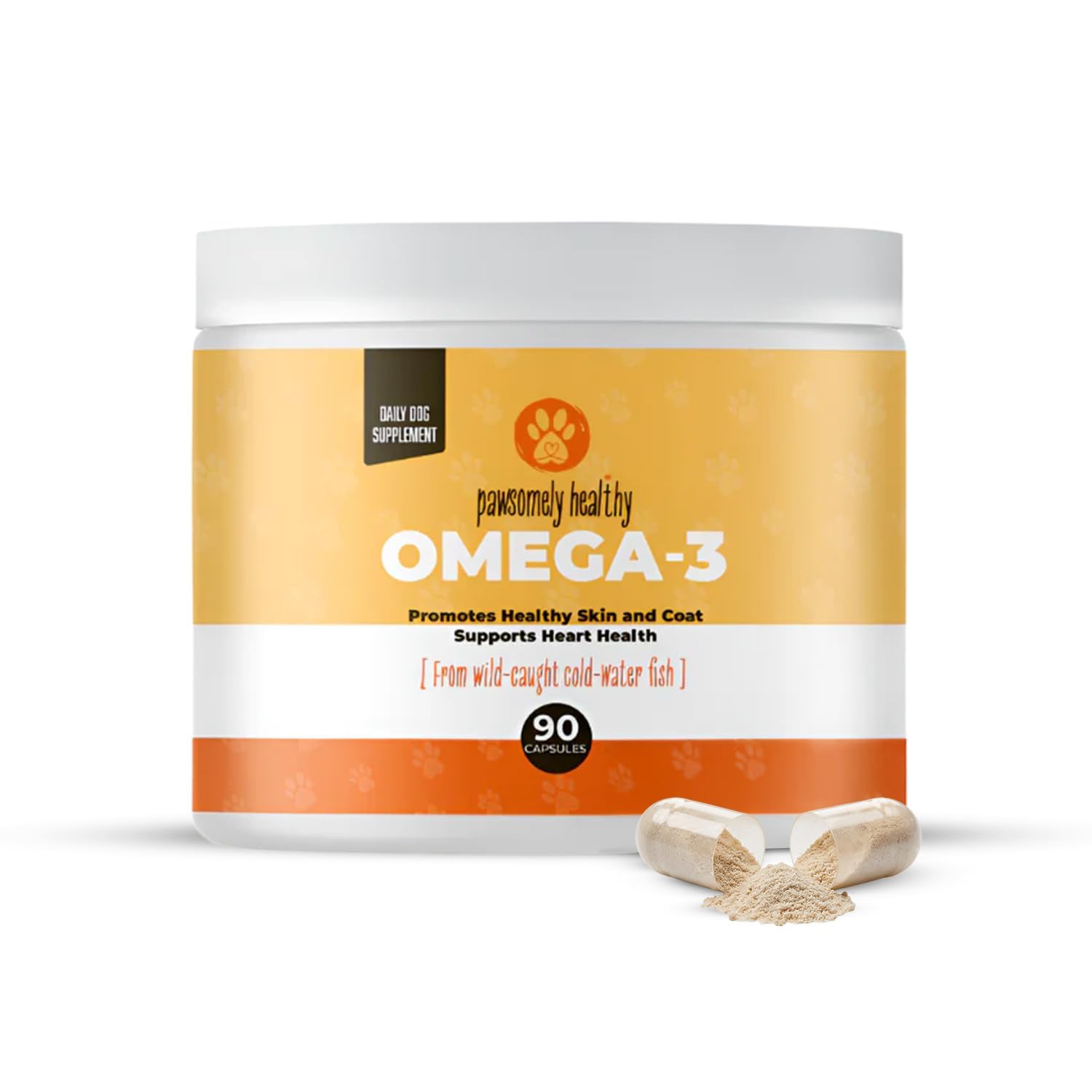 Pawsomely Healthy Omega-3 for Dogs - Mess-Free Powder Capsules, No Refrigeration - Wild-Caught Anchovy Oil - EPA & DHA for Skin,