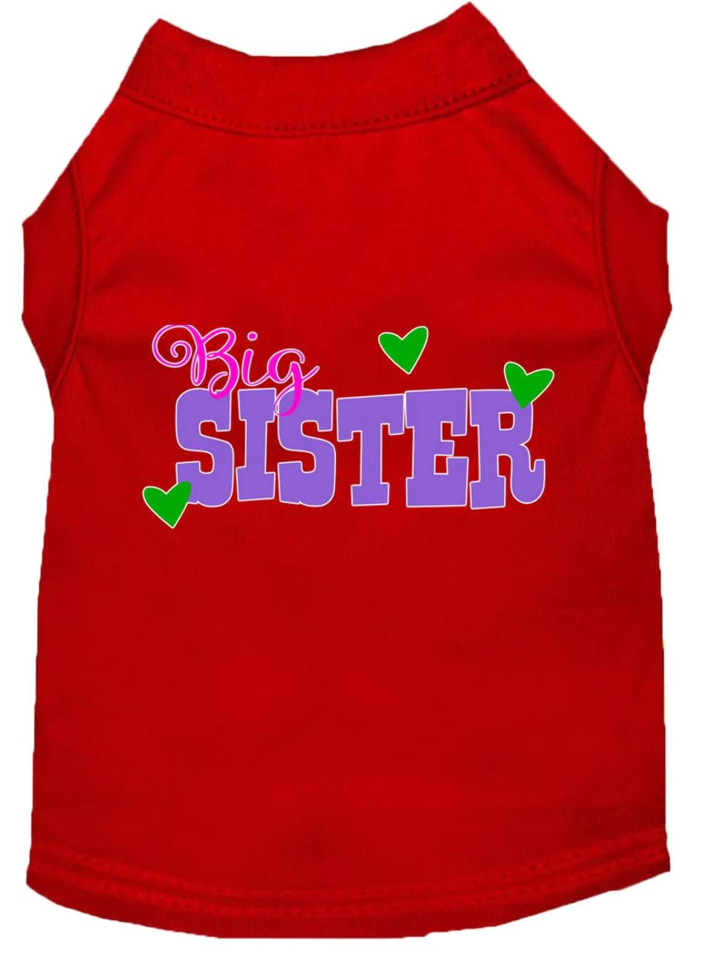 Pet Dog & Cat Shirt Screen Printed, "Big Sister" Red XL (14-20 lbs.)
