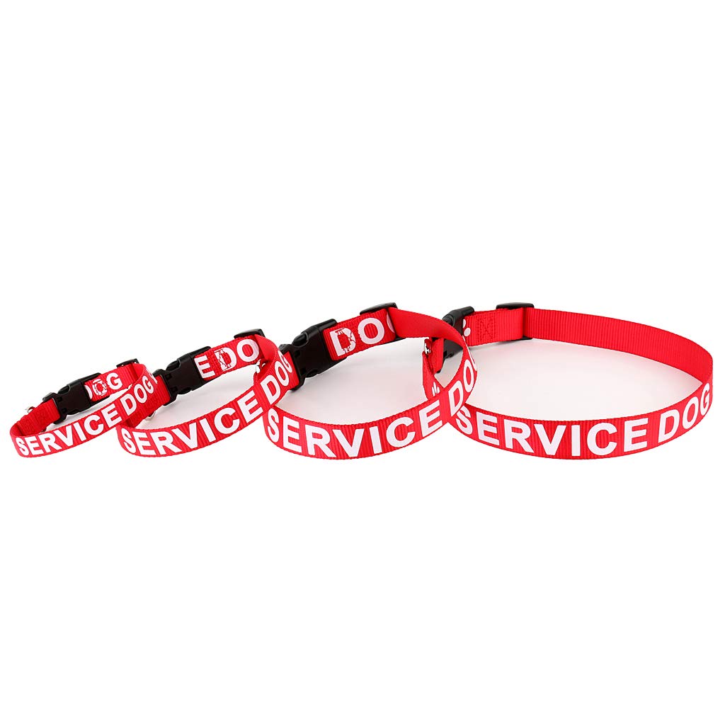 Plutus Pet Service Dog Collar,Printed In Large Letters On Nylon Webbing,Prevents Accidents By Warning Others Of Your Dog In Advance,Two Colors,Four Sizes,Neck 14-20 Inch,Medium,Red
