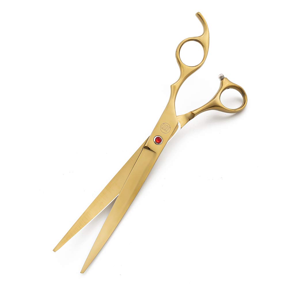 Moontay Professional 8.0' Dog Grooming Scissors Set, 4-Pieces Straight, Upward Curved, Downward Curved, Thinning/Blending Shears For Dog, Cat And Pets, Jp Stainless Steel, Gold