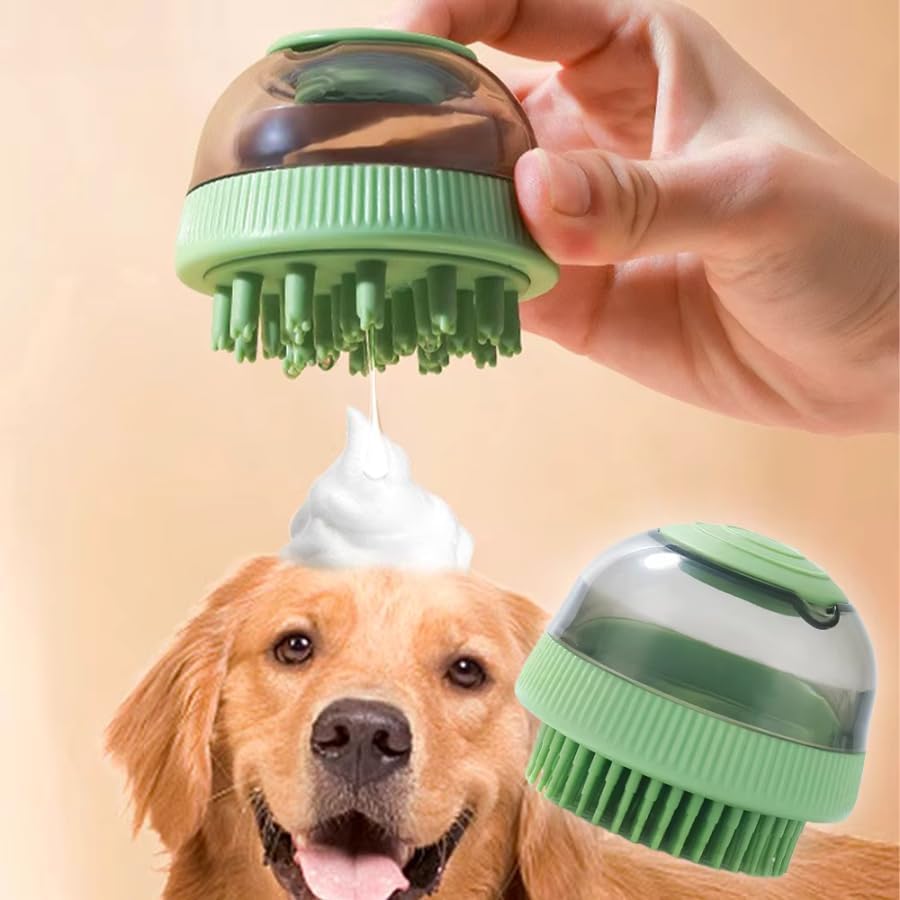 Dog Trust Pet Bath Brush With Soap Dispenser For Cats And Dogs  Dog Shampoo Brush, Grooming And Massage Scrubber For Bathing, I