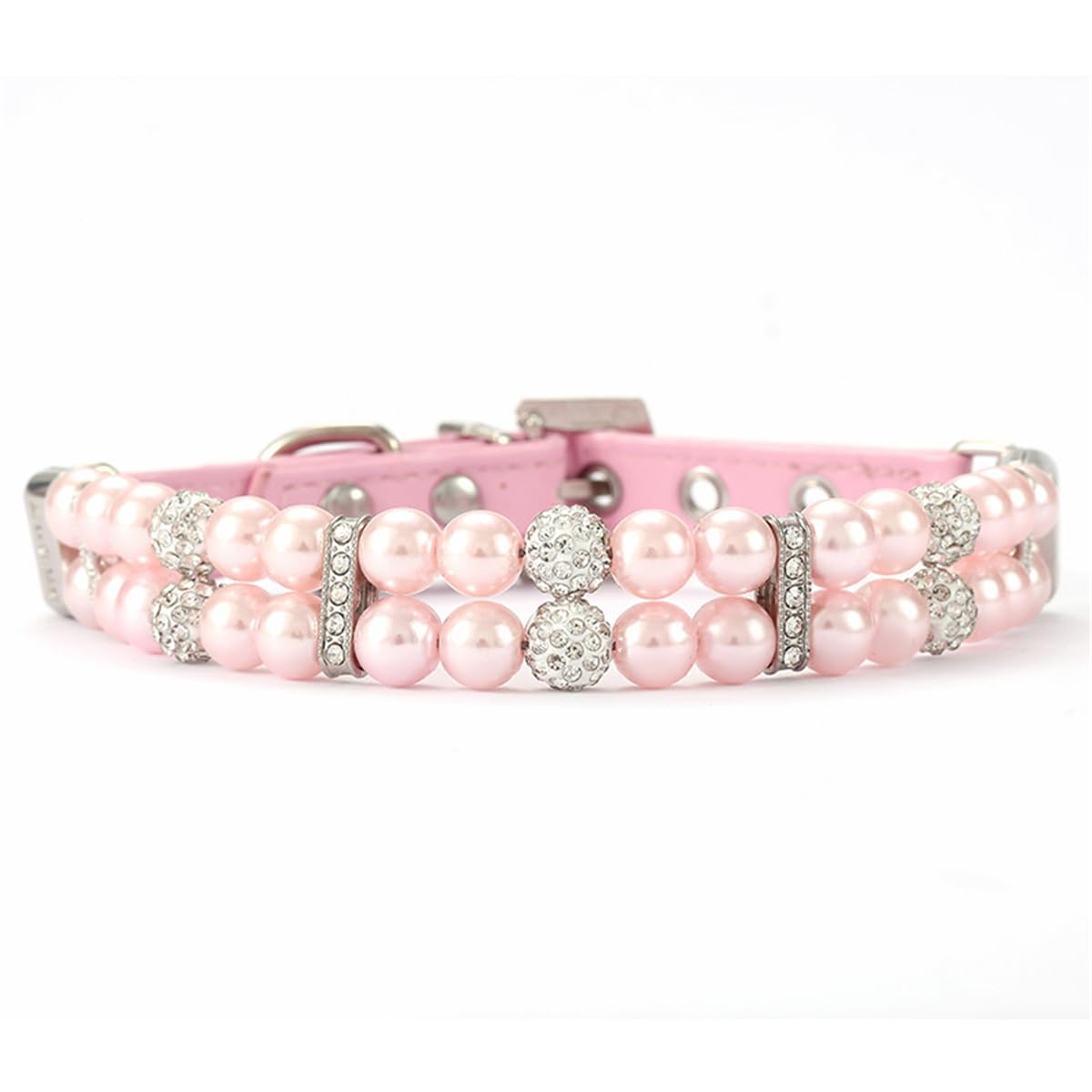 Pink Pearl Dog Collars For Small Dogs, Pearl Cat Collar Pu Leather, Female Dogs Necklace With Crystal Rhinestone Jewlled For Puppy Kitten Xs Small Medium Dogs Wedding & Birthday Gift, S