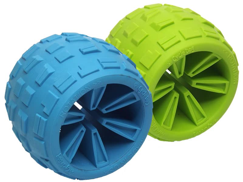 Cycle Dog High Roller Plus Large Blue Erratic Bounce Treat Hiding Ball - Tough & Sustainable Chew Toy/Great for Play and for Agg