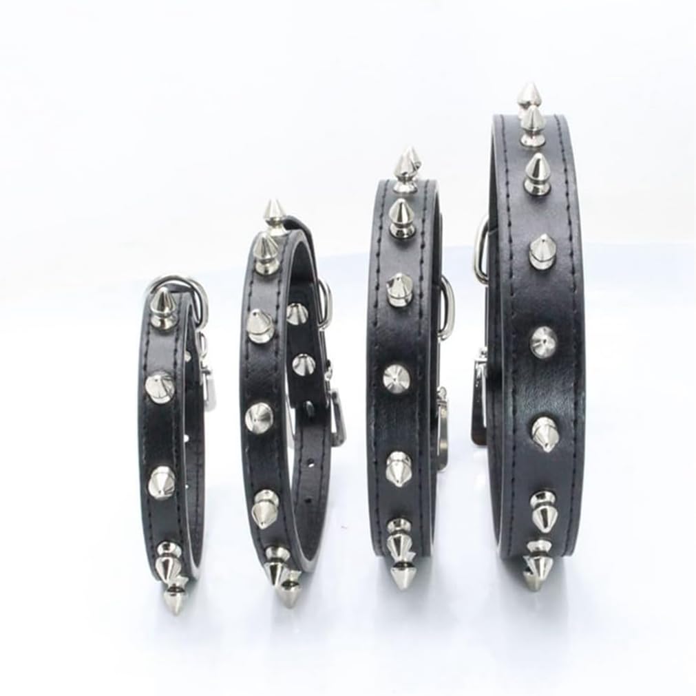 Spiked Dog Collar, Spike Cat Collars Spiky Studded Puppy Collar Boy Stud Rivet Pu Leather Mushroom Adjustable For Xsmall Small M