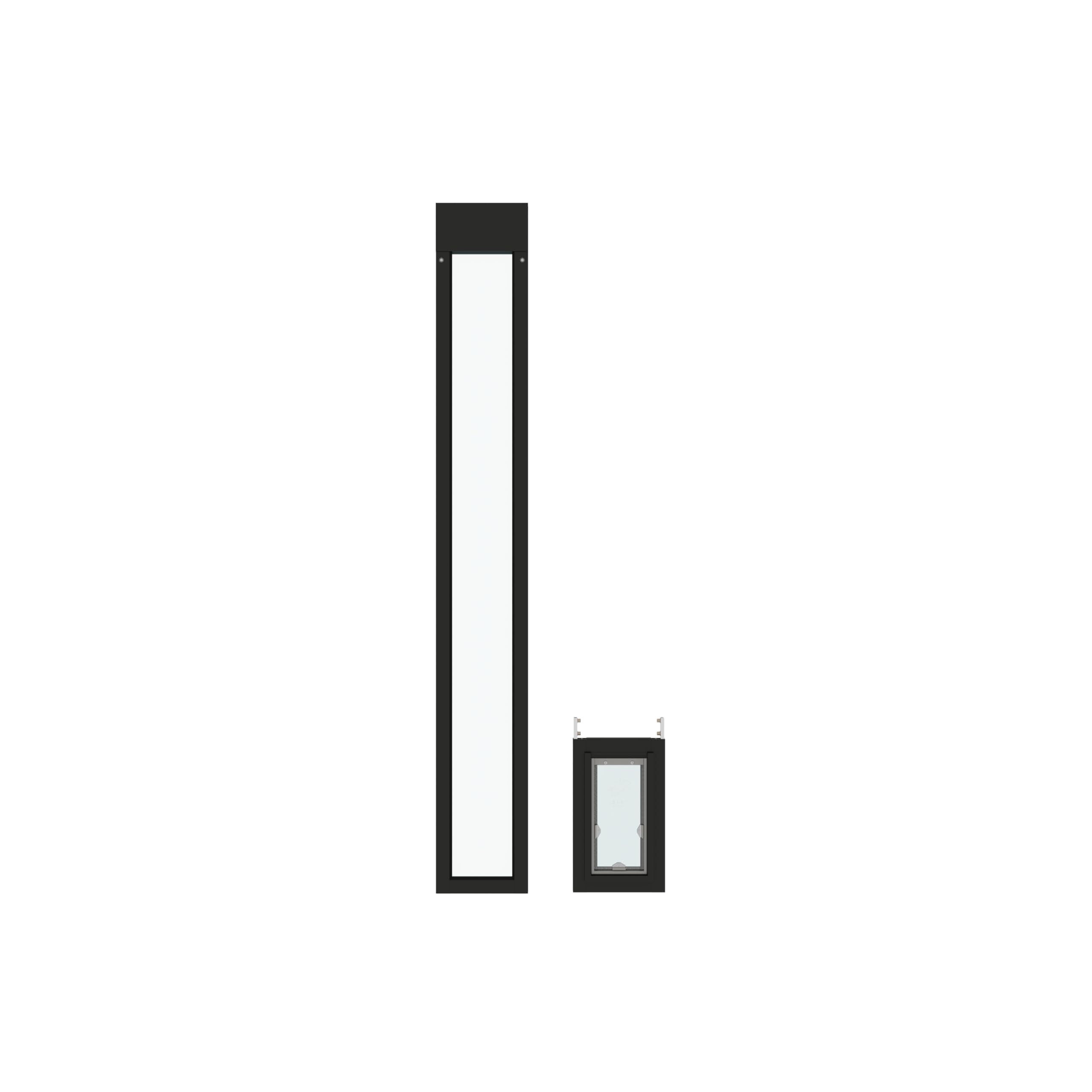 Liberty Pet Door For Sliding Glass Door | Aluminum Frame With Closing Cover | For Home & Rentals | Clear Glass | Black, Small Fl