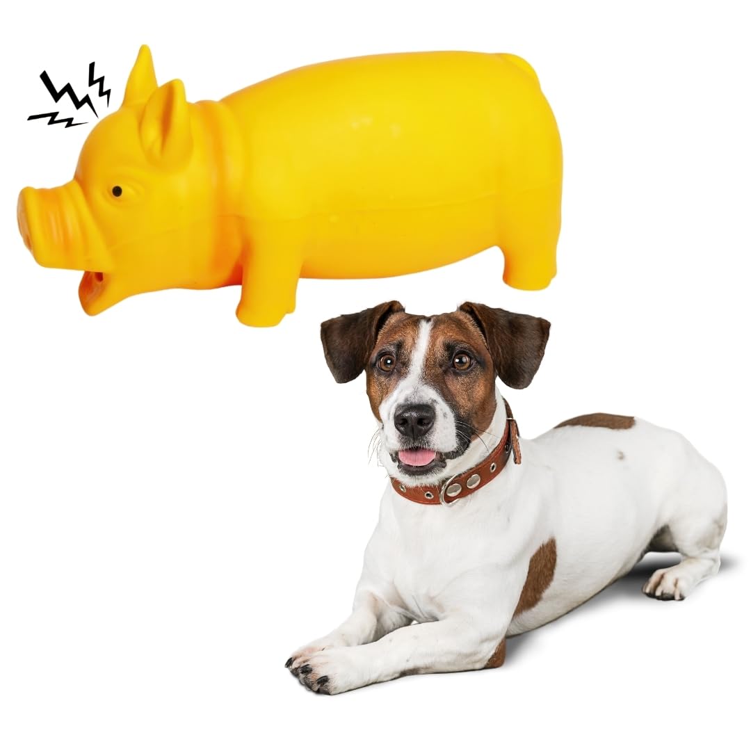Toy Truffle Squeak & Play Rubber Pig Shape Toy: Fun Rubber Chew Toy, Interactive Squeaky Toy, Interactive Rubber Toy, Squeak, Sh
