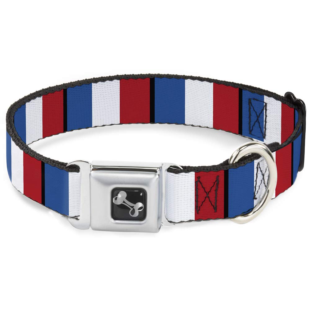 Buckle-Down Seatbelt Buckle Dog Collar - France Flags - 1.5 Wide - Fits 13-18 Neck - Small