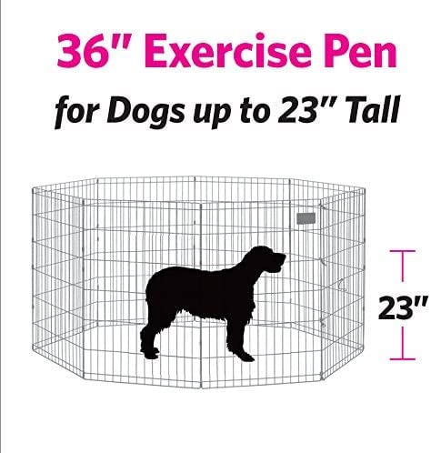 Midwest Homes For Pets Foldable Metal Dog Exercise Pen / Pet Playpen, Gold Zinc W/ Door, 24'W X 36'H, 1-Year Manufacturer'S Warranty