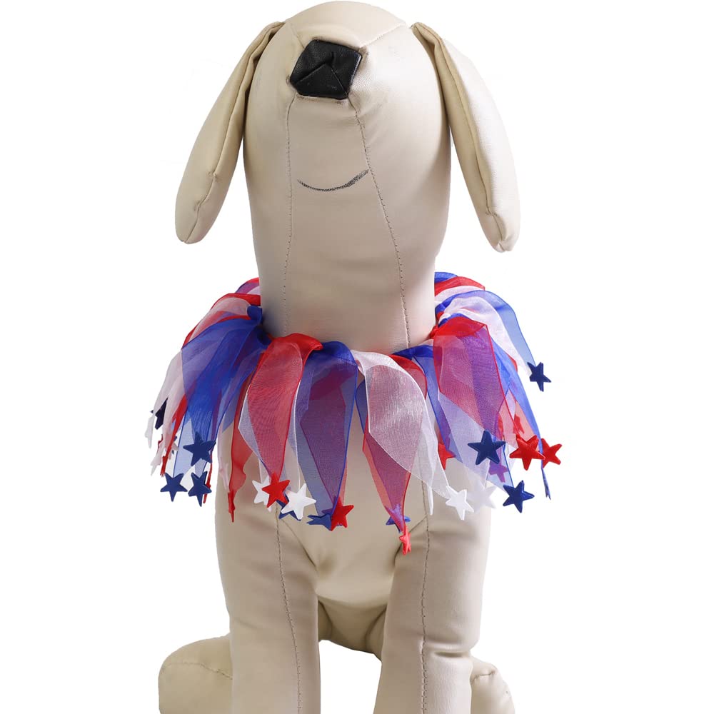 Yanqinqin Independence Day Pet Collar Ornaments Red Blue White Collar Adjustable Holiday Dress For Cat And Dog (B-L(45Cm))