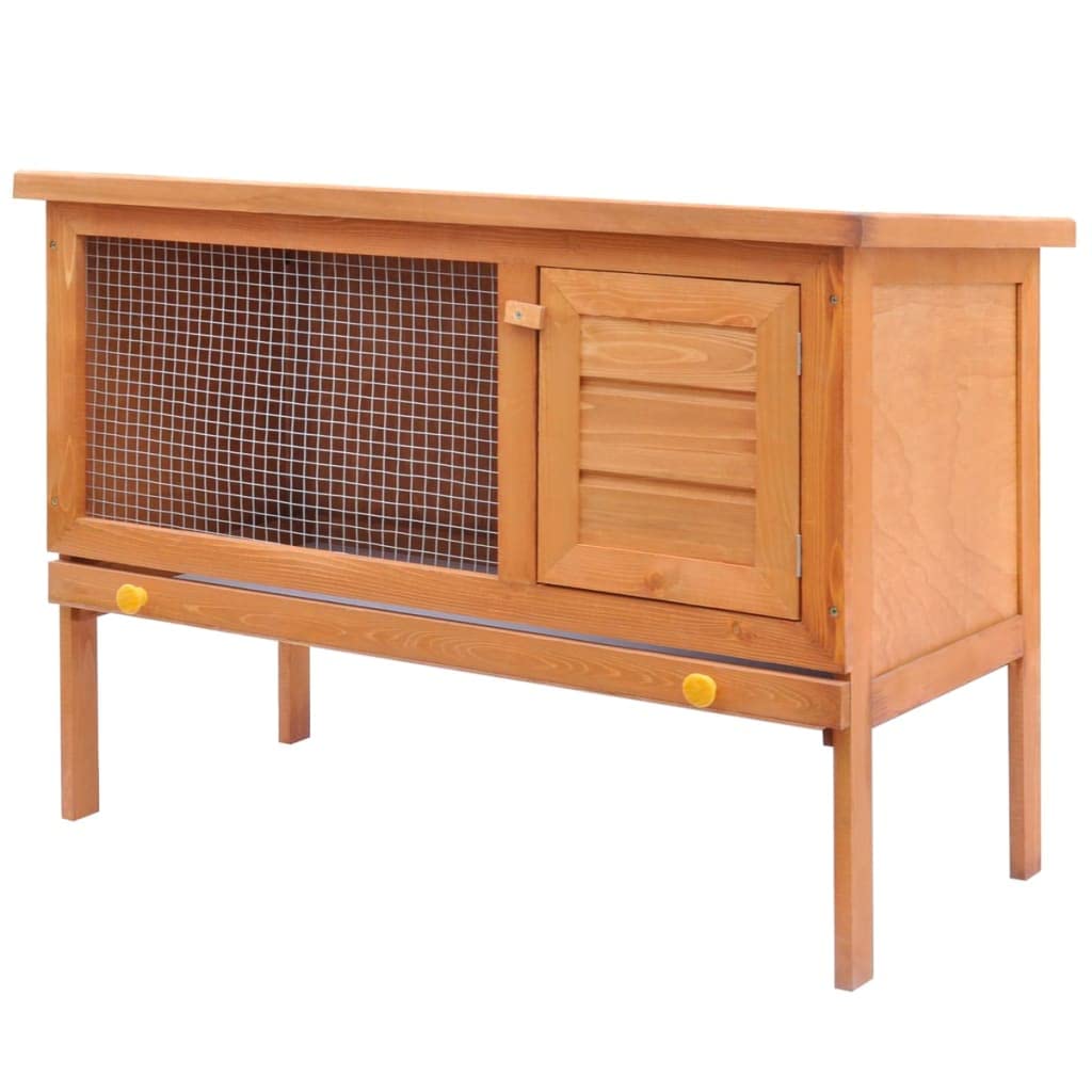 vidaXL Outdoor Rabbit Hutch - Small Pet Cage -1 Layer Wooden Construction - with Iron Wire Mesh - 36" x 17.7" x 25.8"