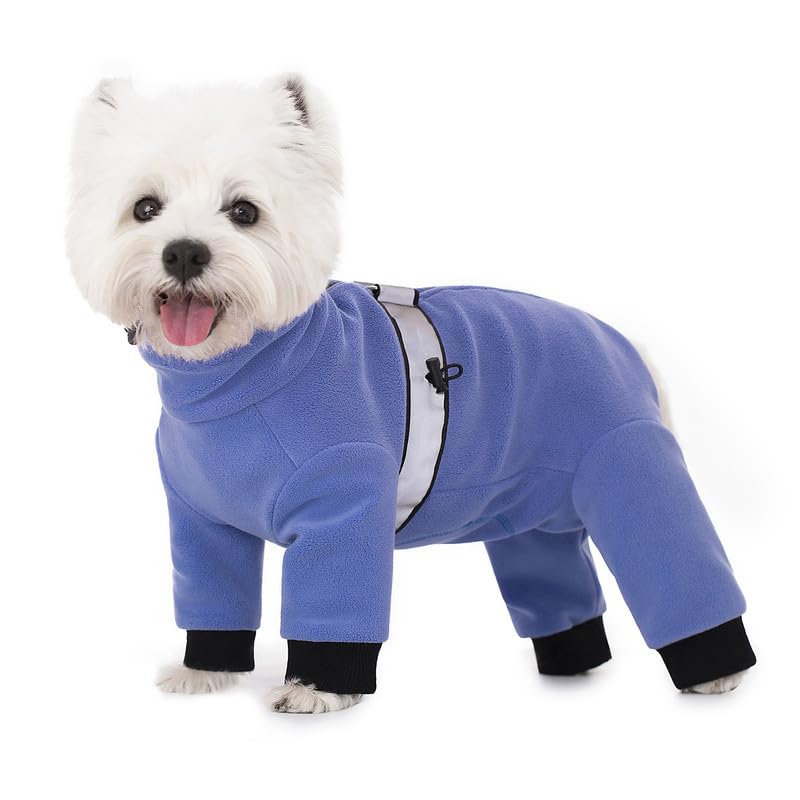 Polar Fleece Dog Pajamas Bodysuit - Small Medium Dog Winter Jacket & Sweater - Four-Legged Warm Clothes