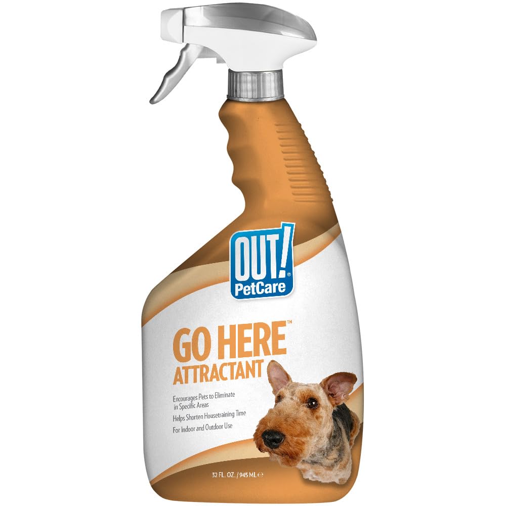 Out! Petcare Go Here Attractant Dog And Puppy Potty Training Spray, Safe, Effective, Indoor And Outdoor House Training Tool For Pee And Poop, 32 Oz