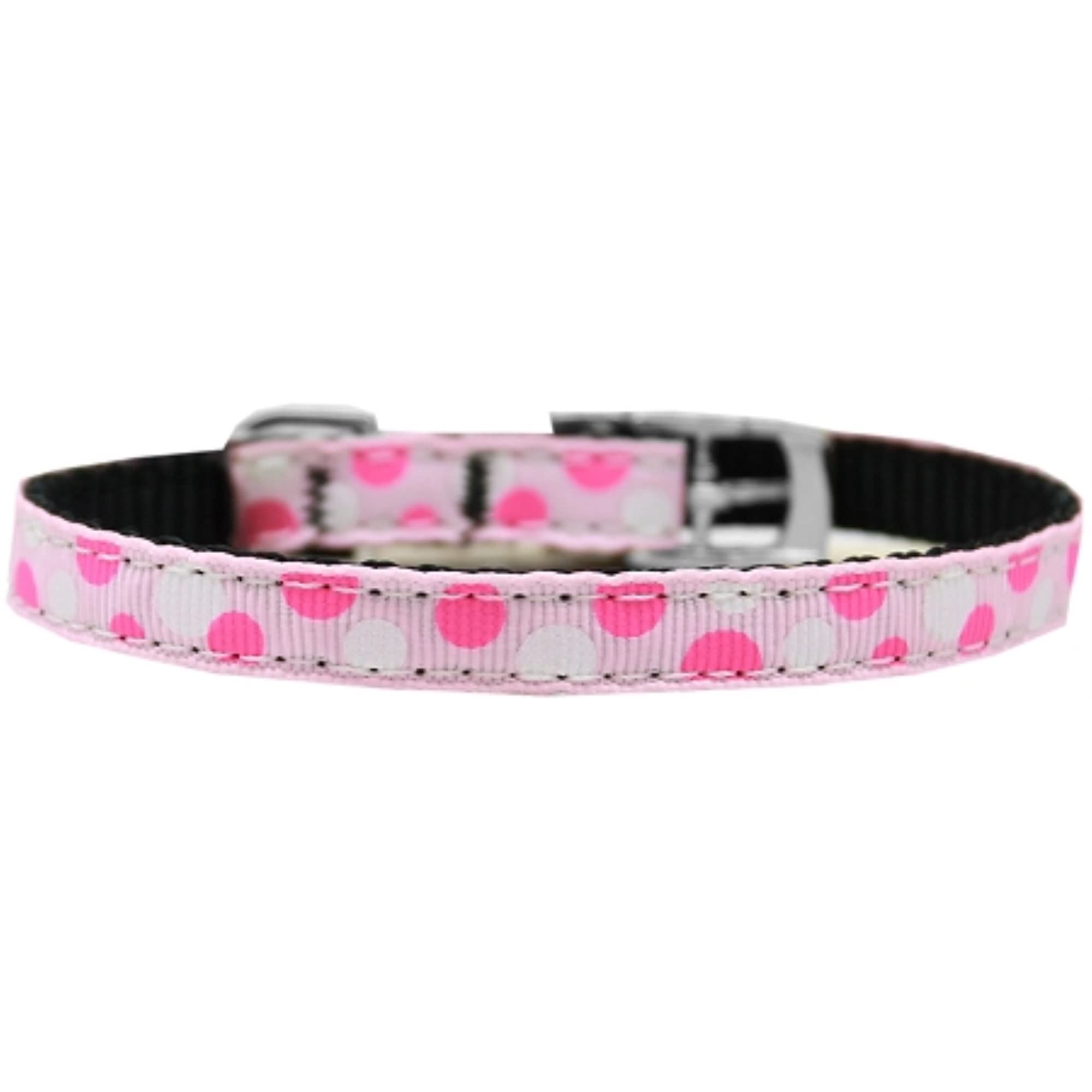 Mirage Pet Products Confetti Dots Nylon Dog Collar with Classic Buckle, Size 8, Light Pink