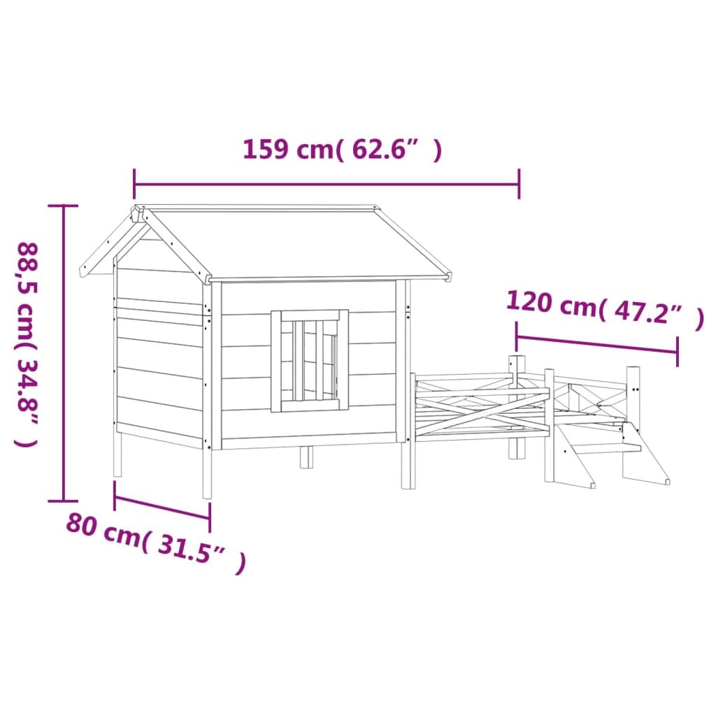 vidaXL Dog Kennel Brown 62.6x47.2x34.8 Solid Wood Pine