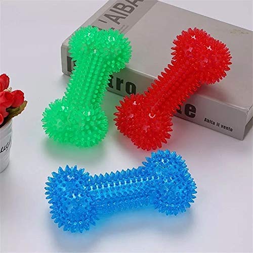 Pet Guard Tpr Materal Spike Dumbbell Dog Puppy Chew Teething Rubber Toy (Pink)