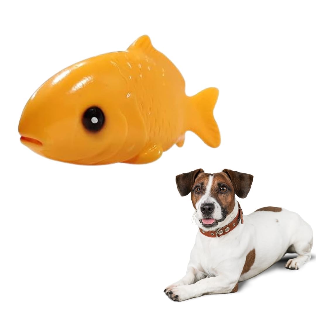 Toy Truffle Squeak & Play Rubber Fish Shape Toy: Fun Rubber Chew Toy, Interactive Squeaky Toy, Interactive Rubber Toy, Squeak, S