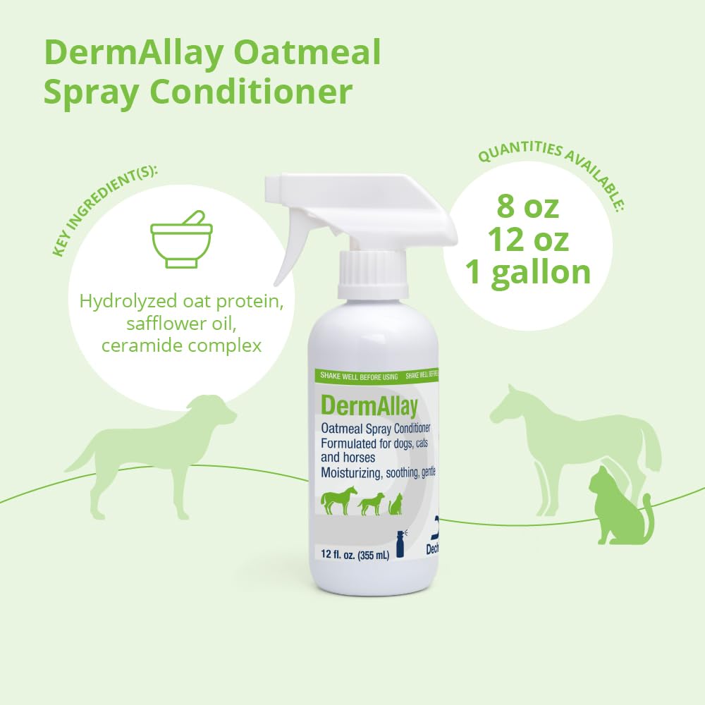 Dechra DermAllay Oatmeal Conditioner for Pets, 12 oz - Moisturizing Formula for Healthy Skin and Coat