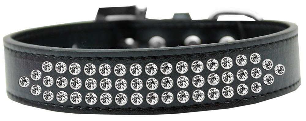 Dog, Puppy & Pet Fashion Collar, Three Row Clear Crystal Rimsets Light Pink 16