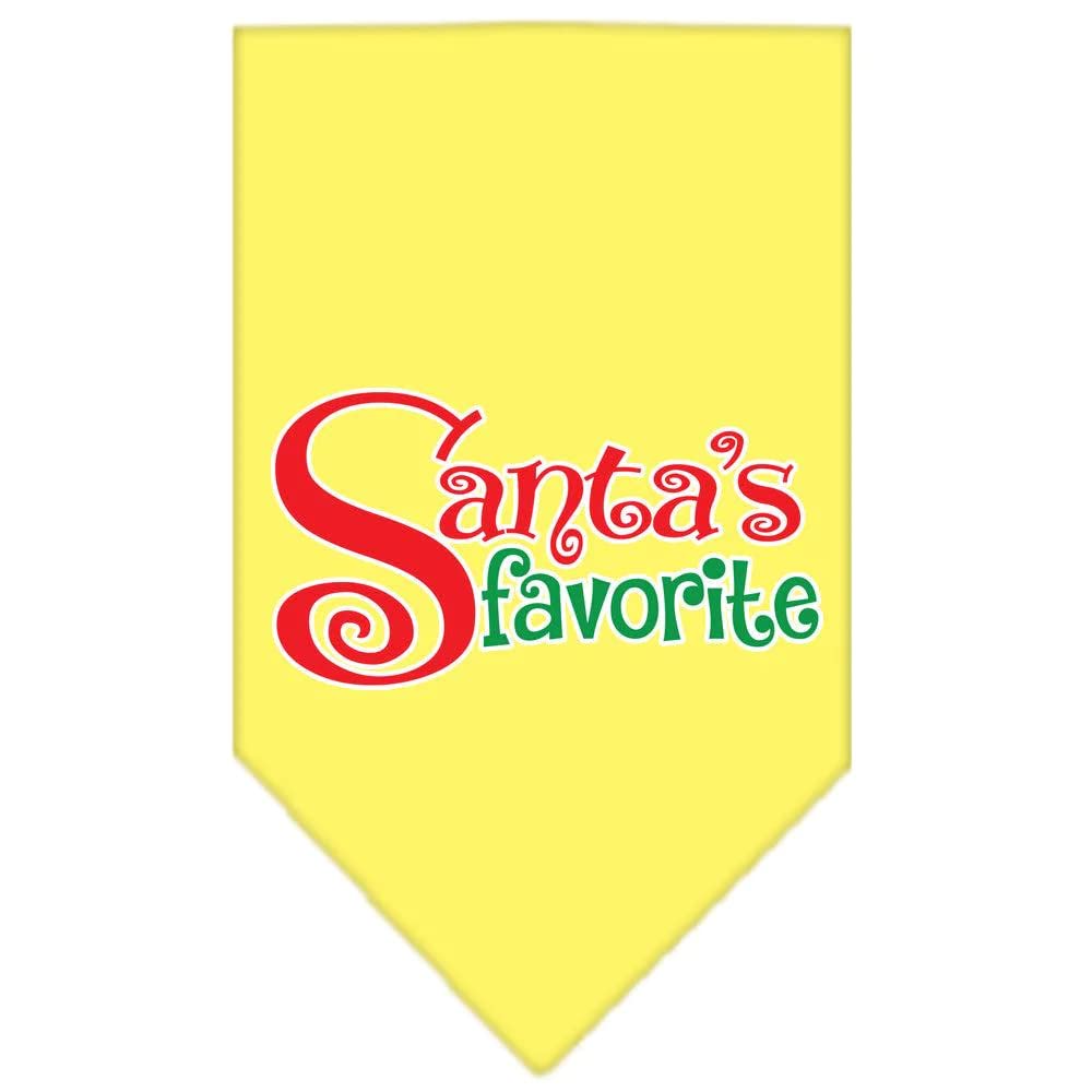 Christmas Pet and Dog Bandana Screen Printed, Santa's Favorite Yellow Small