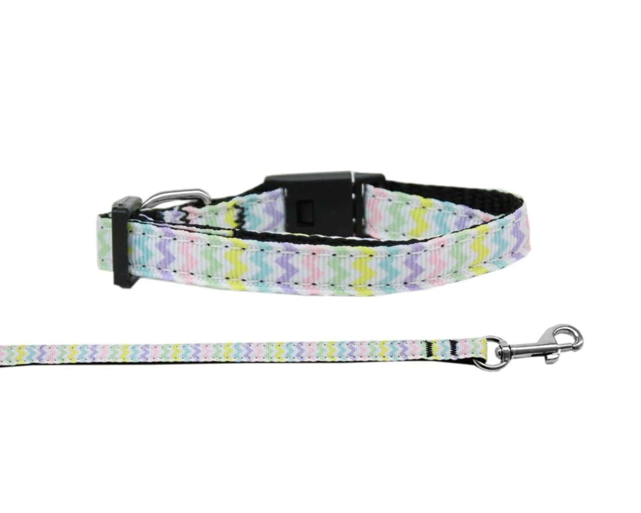 Pet Dog & Cat Nylon Collar or Leash, "Spring Chevron" 5/8" w x 6 ft. leash