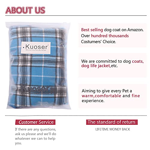 Kuoser Warm Dog Coat, Reversible Dog Jacket Waterproof Dog Winter Coat British Style Plaid Dog Clothes Pet Dog Cold Weather Coats Cozy Snow Jacket Vest For Small Medium Large Dogs Yellow Xl