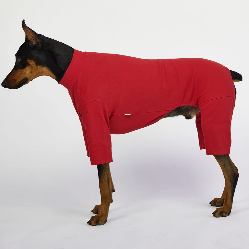 Lucky Petter Small Dog Pajamas Basic Onesie Doggie Jammies Stretchable Dog Jumpsuit Bodysuit Pjs (4X-Large, Basic Red)