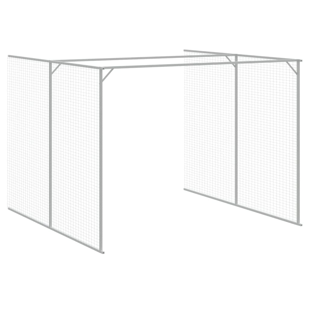 vidaXL Dog House with Run Light Gray 84.3x501.2x71.3 Galvanized Steel