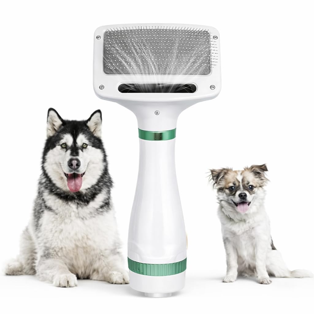Zeptic 2 In 1 Pet Grooming Brush With Dryer Quiet Low Heat Blow Dryer And Detangling Slicker Comb For Dogs And Cats With 3 Adjus