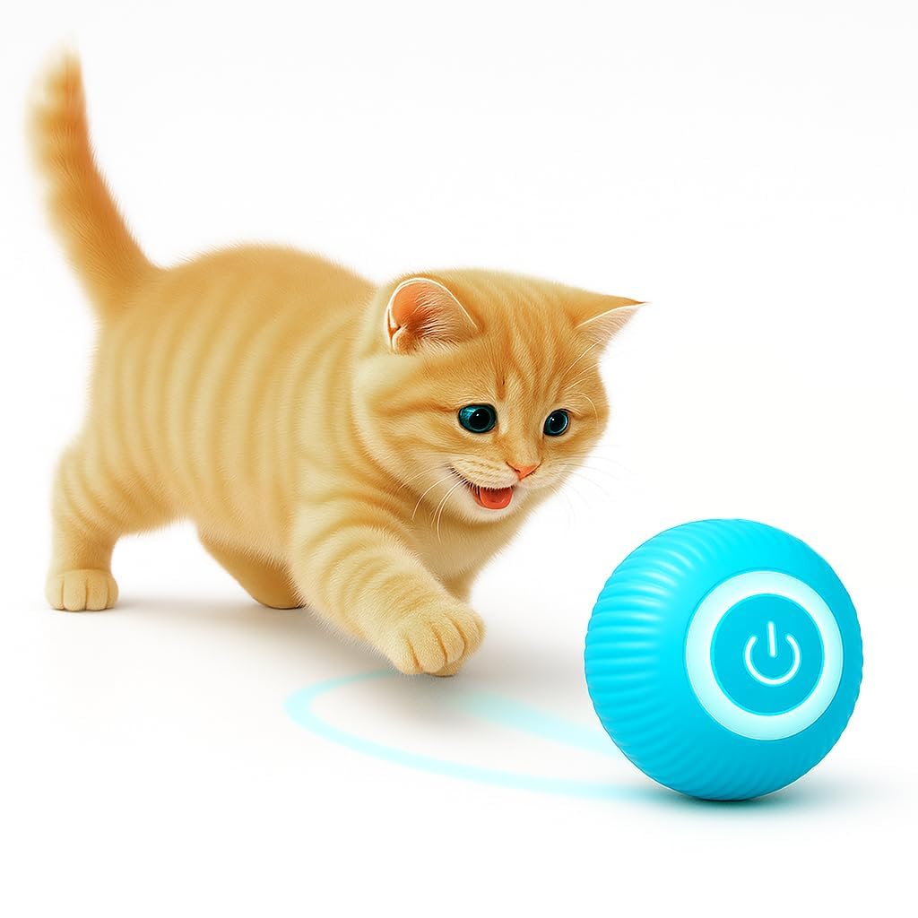 Gretzomall 360 Cat Toys Ball With Led Lights, Pet Toy, Automatic Moving Rolling Teaser Ball For Indoor Cats, Silicone Cat Toy, G