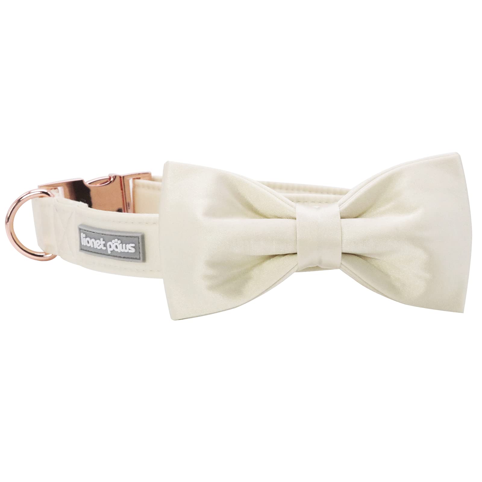 Lionet Paws Bowtie Dog Collar - Comfortable Silk Dog Collar With Detachable Bow Tie For Medium Dogs Wedding, Neck 13.5-22 Inches
