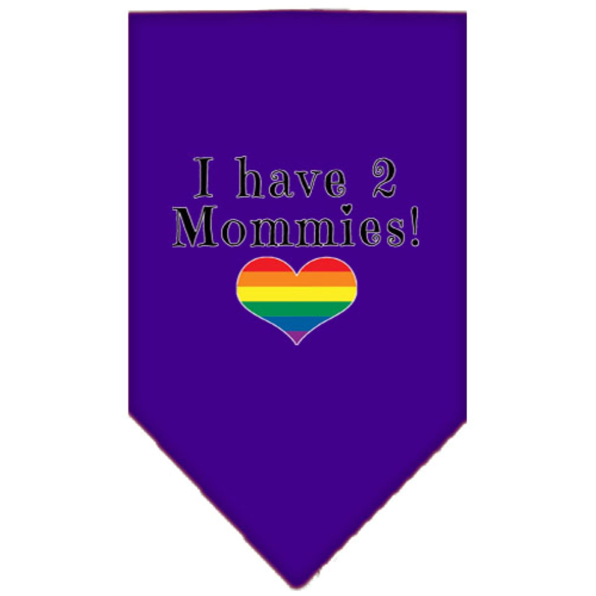 Mirage Pet Products I Have 2 Mommies Screen Print Bandana Purple Large