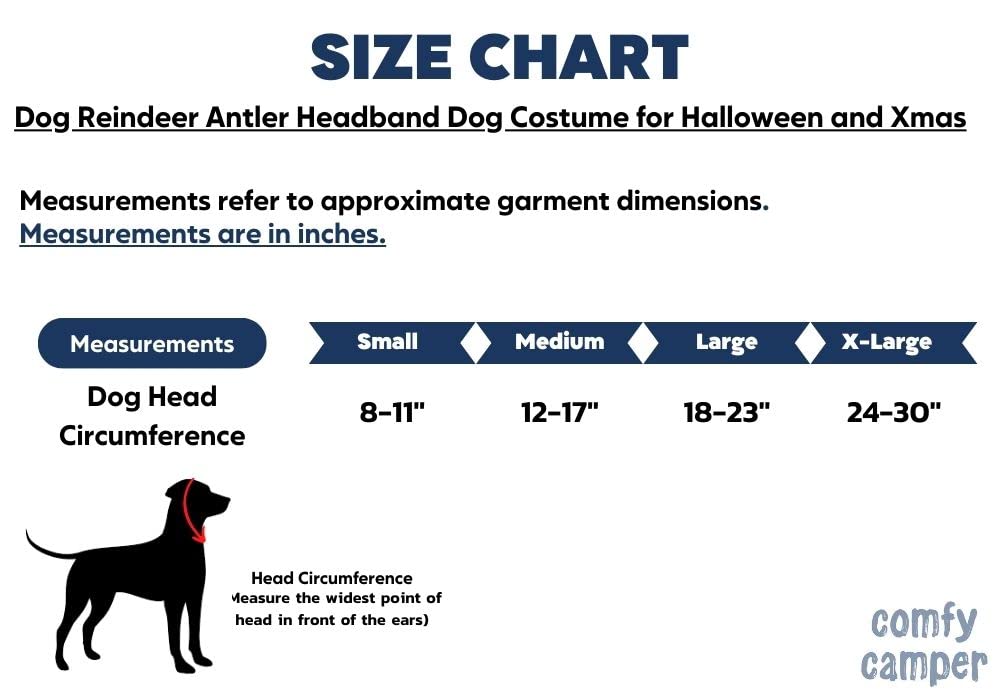 ComfyCamper Reindeer Antler Dog Costume - Brown Polyester Headband for Small to X-Large Pets