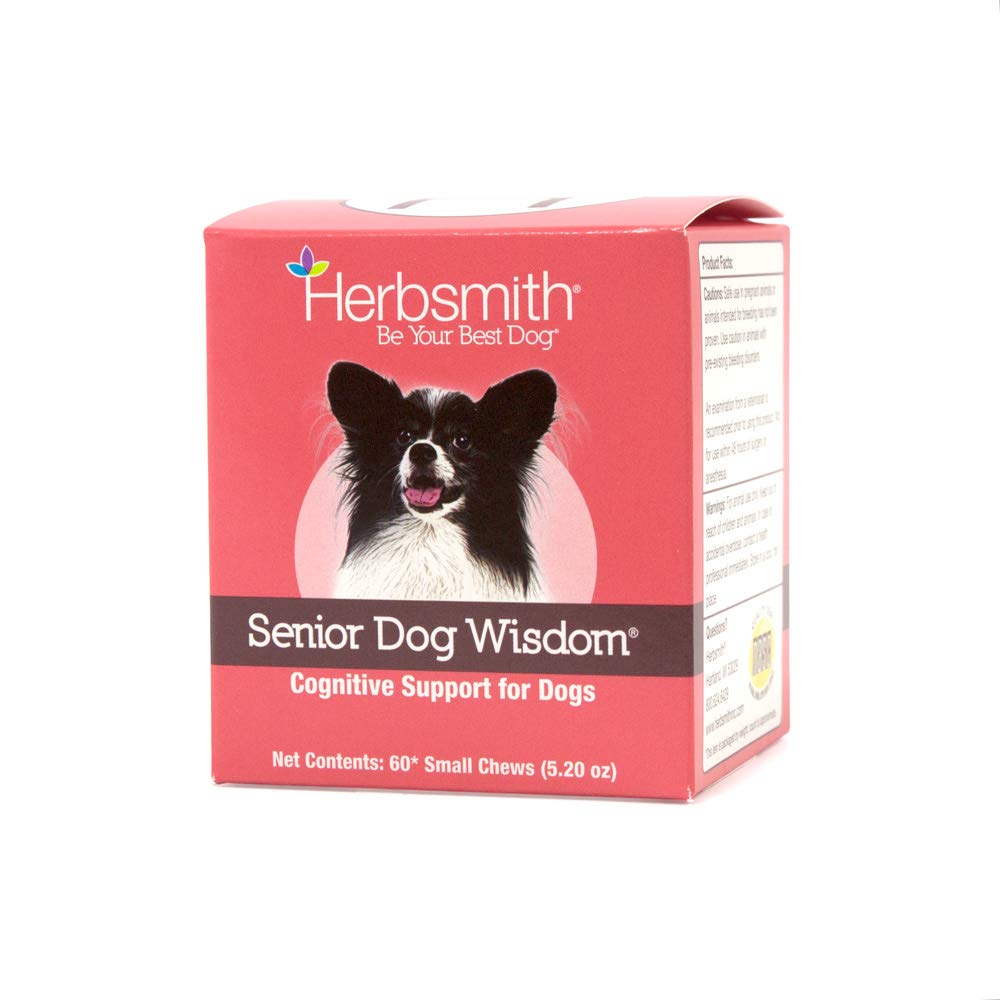 Herbsmith Senior Dog Wisdom - Dog Dementia Supplement - DHA for Senior Dog Brain Health - Senior Supplement for Dogs- 60ct Small