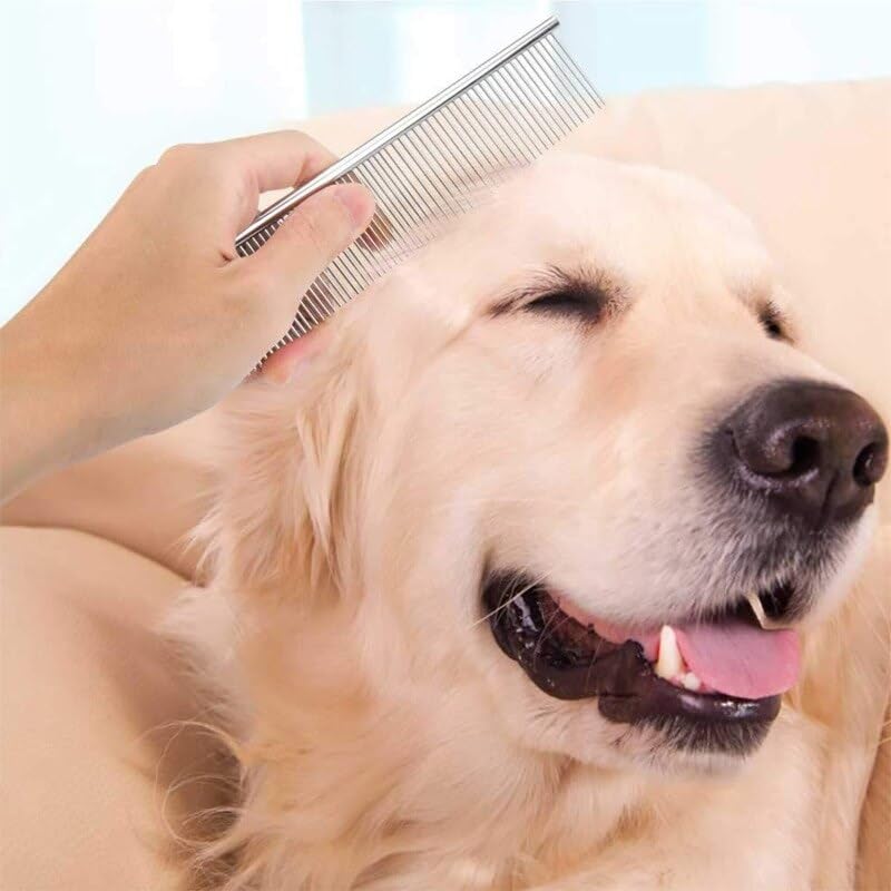 Dog Combs For Grooming, Metal Cat Comb For Removing Tangles And Knots, Professional Grooming Tool For Long Haired Dog, Cat And O