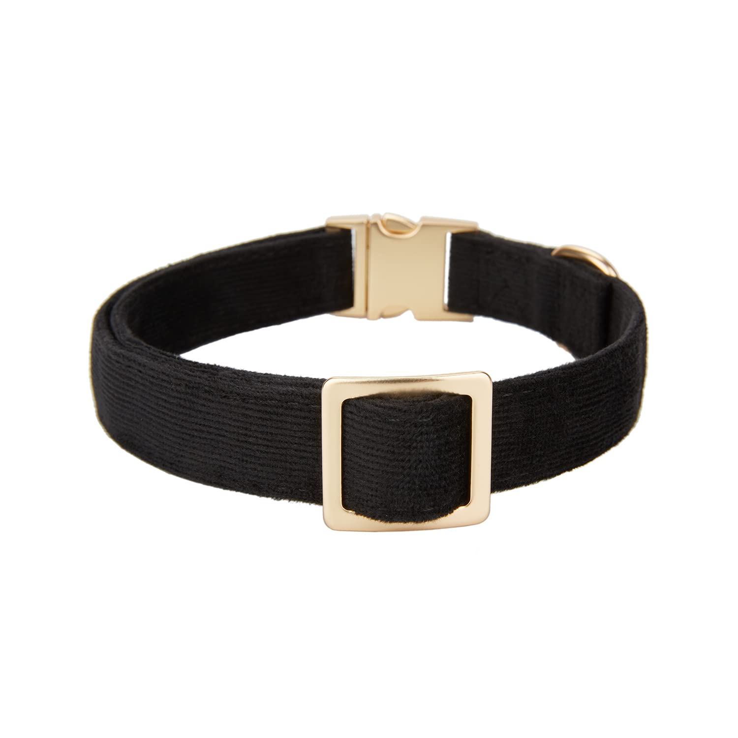YUDOTE Soft Cotton Dog Collar with Metal Buckle Adjustable Heavy Duty Comfy Corduroy Collars for Small Medium Large Dogs,Black,M