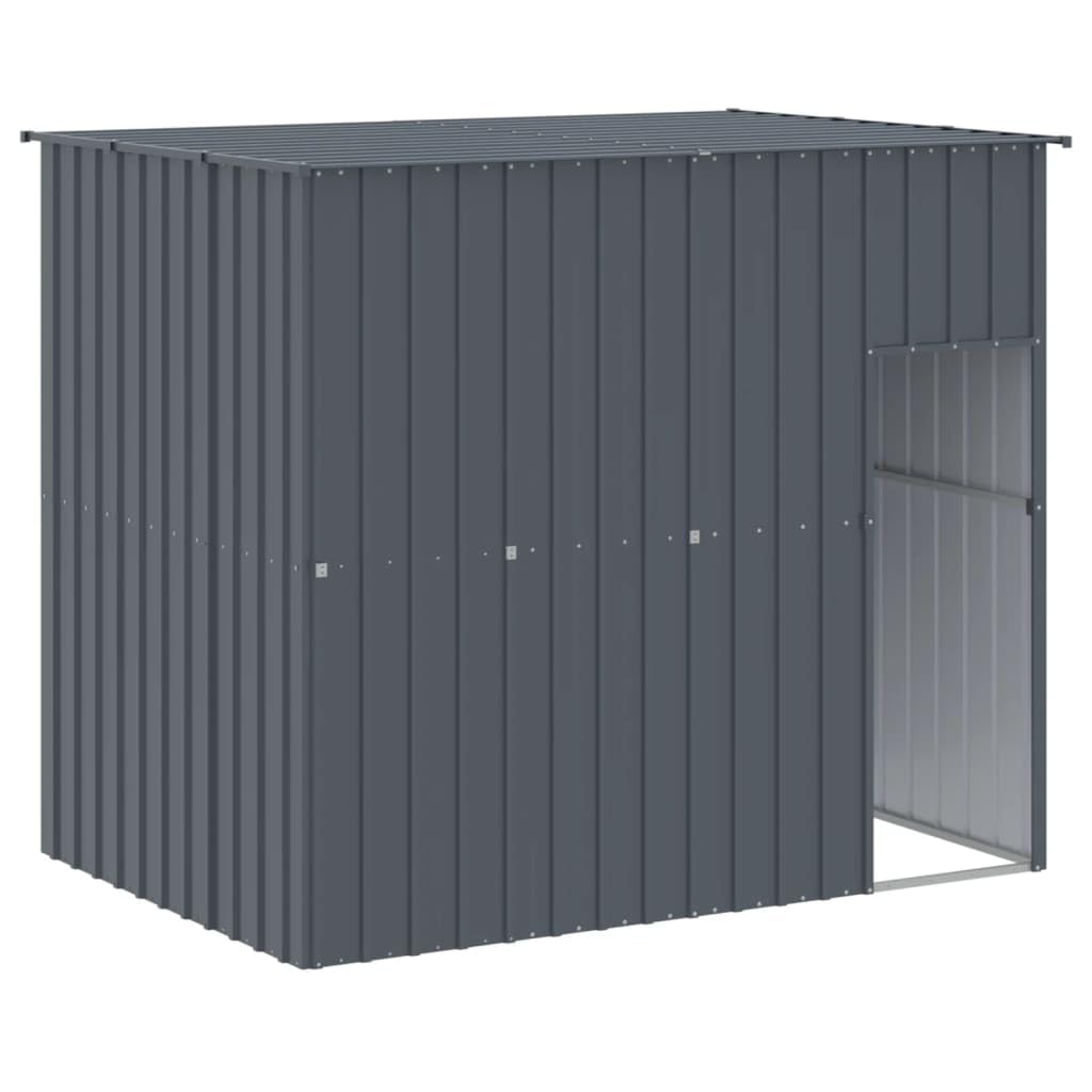 vidaXL Dog House with Run Anthracite 84.3x420.9x71.3 Galvanized Steel