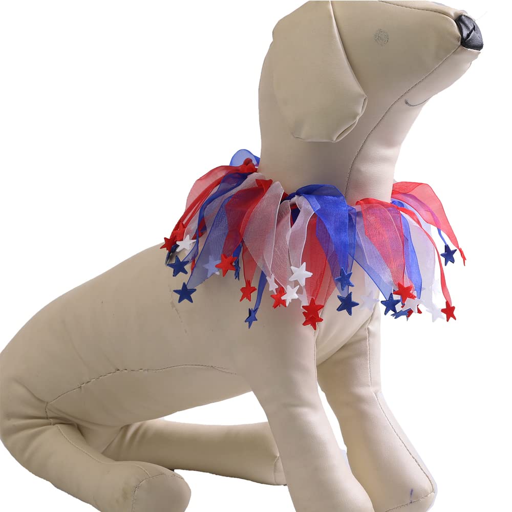 Yanqinqin Independence Day Pet Collar Ornaments Red Blue White Collar Adjustable Holiday Dress For Cat And Dog (B-L(45Cm))
